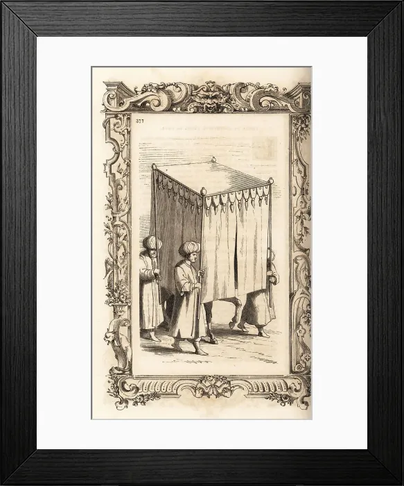 Framed Print : Turkish wife riding under a baldachin, 16th century Framed Print : Turkish wife riding under a baldachin, 16th century