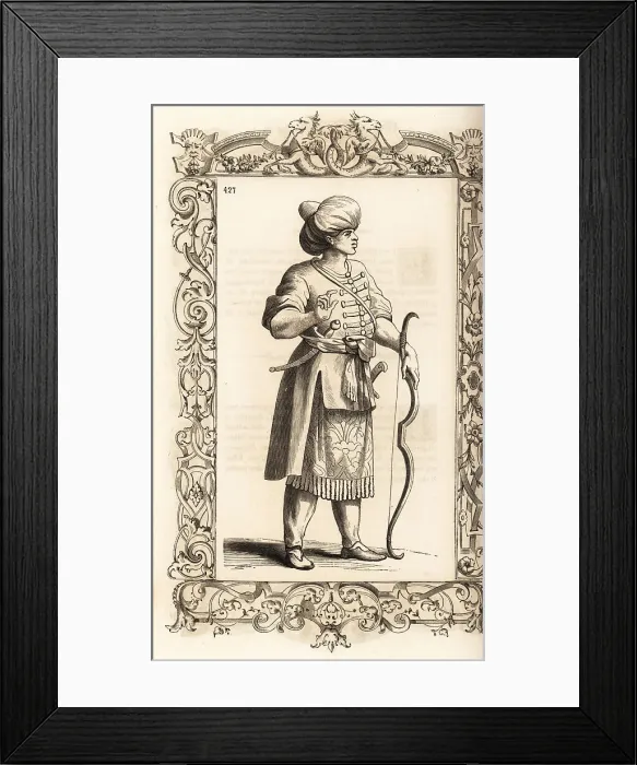 Framed Print : Costume of an Ethiopian soldier, 16th century Framed Print : Costume of an Ethiopian soldier, 16th century