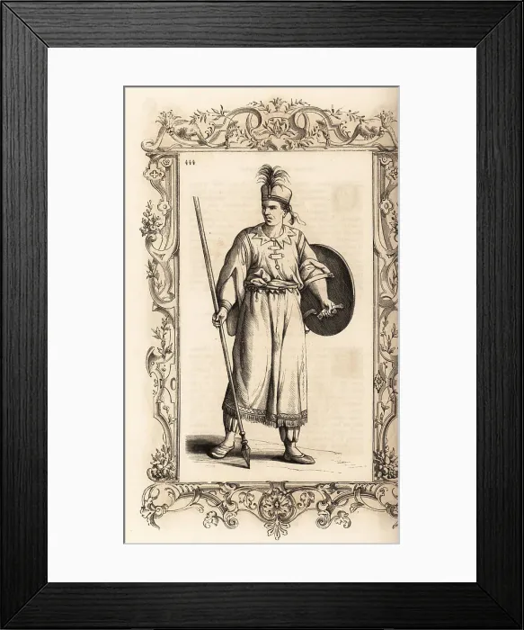 Framed Print : Warrior of the African kingdom of Djebel or Giabea Framed Print : Warrior of the African kingdom of Djebel or Giabea