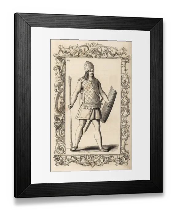 Framed Print : Native American soldier from Peru, 16th century Framed Print : Native American soldier from Peru, 16th century