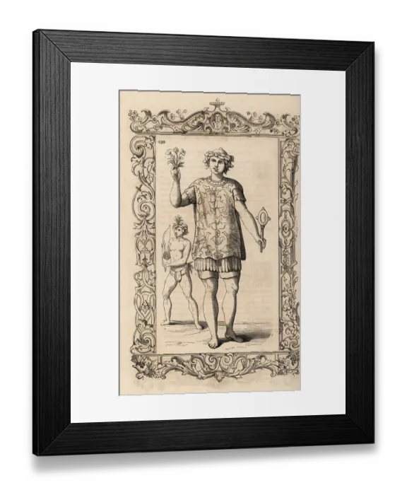 Framed Print : Costume of a young Mexican man, 16th century Framed Print : Costume of a young Mexican man, 16th century