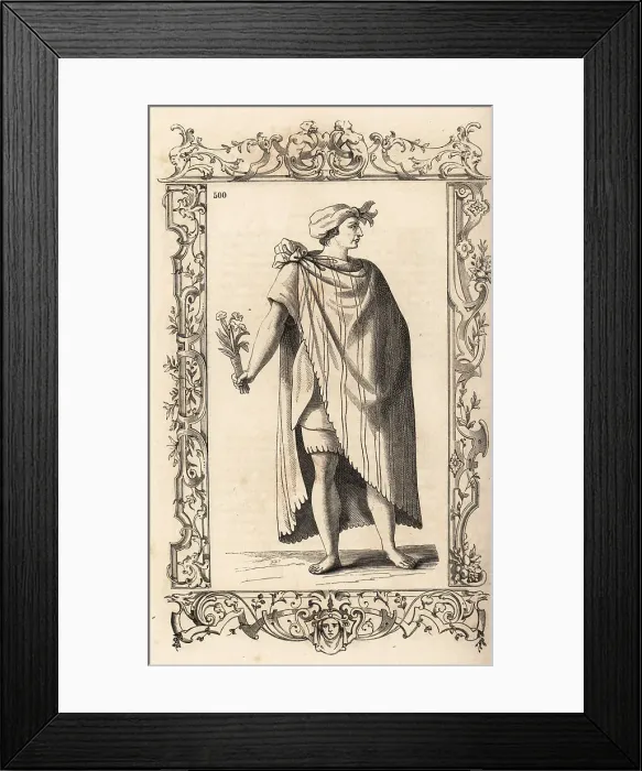Framed Print : Noble Mexican man in long striped cloak knotted at the shoulder Framed Print : Noble Mexican man in long striped cloak knotted at the shoulder