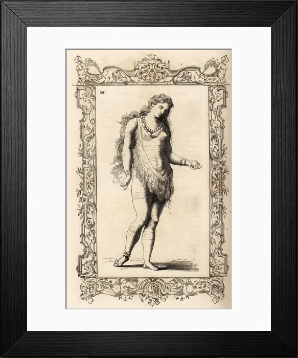Framed Print : Costume of a Timucua queen of Florida, wife of Chief Satouriona Framed Print : Costume of a Timucua queen of Florida, wife of Chief Satouriona