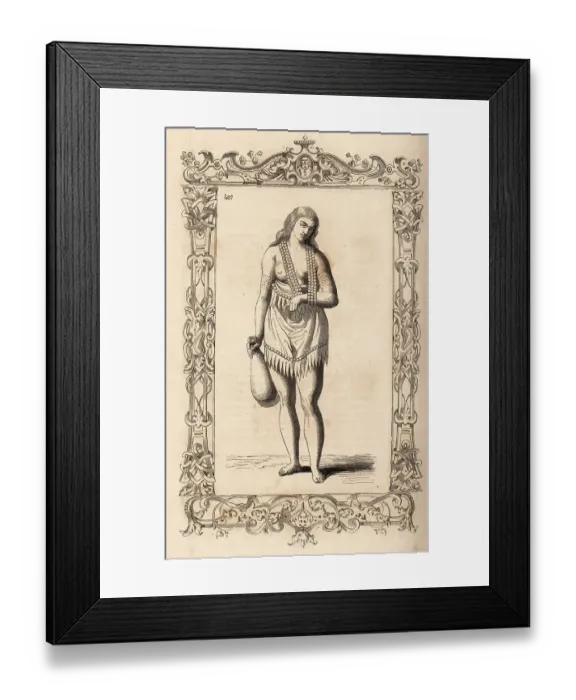 Framed Print : Portrait of the wife of a Powhatan Chief of Pomeoc, North Caroli Framed Print : Portrait of the wife of a Powhatan Chief of Pomeoc, North Caroli