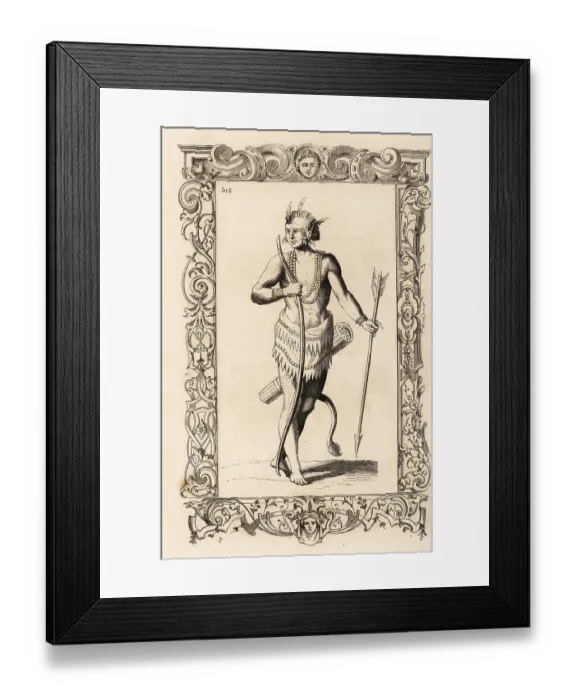 Framed Print : Native American prince of North Carolina in war dress or ceremon Framed Print : Native American prince of North Carolina in war dress or ceremon