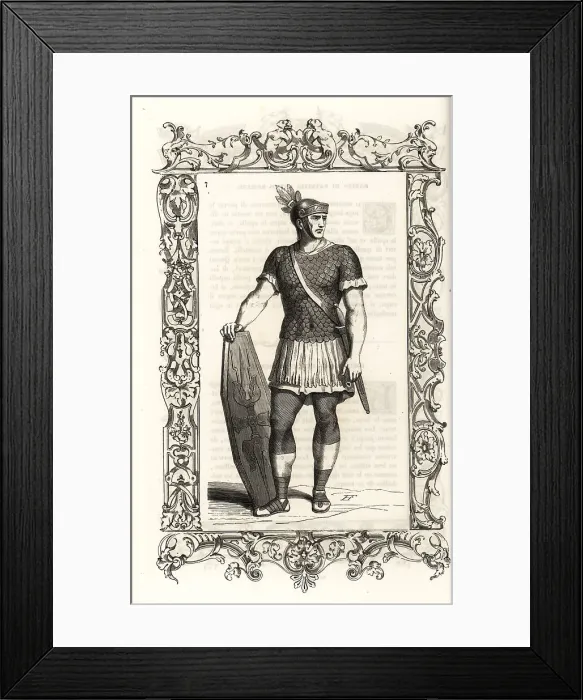 Framed Print : Costume of an ancient Roman cavalryman
