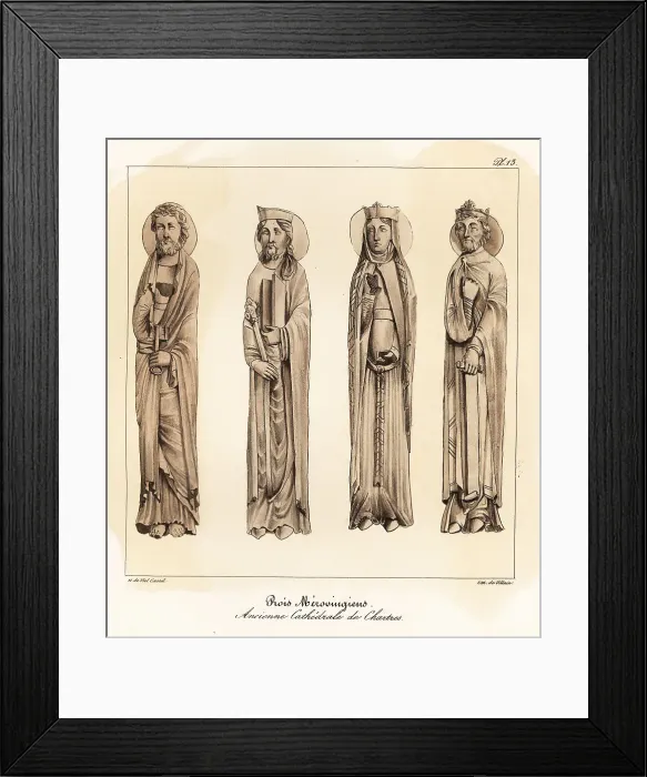 Framed Print : Merovingian kings and queens from the jambs of the Royal Portal Framed Print : Merovingian kings and queens from the jambs of the Royal Portal