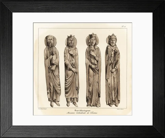 Framed Print : Merovingian kings from the jambs of the Royal Portal, Chartres C Framed Print : Merovingian kings from the jambs of the Royal Portal, Chartres C