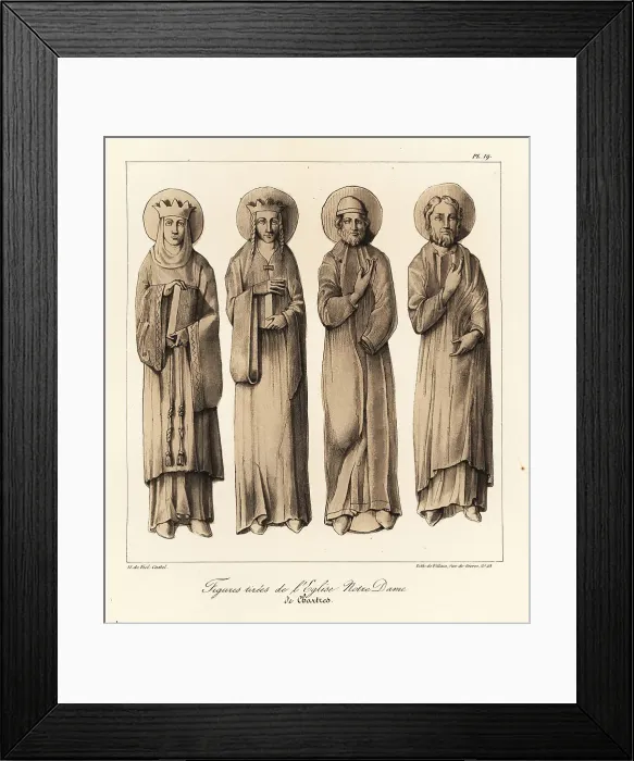Framed Print : Male and female carved figures from Chartres Cathedral Framed Print : Male and female carved figures from Chartres Cathedral
