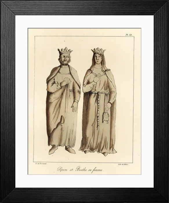 Framed Print : Pepin the Short and his wife Bertrada of Laon, 8th century Framed Print : Pepin the Short and his wife Bertrada of Laon, 8th century