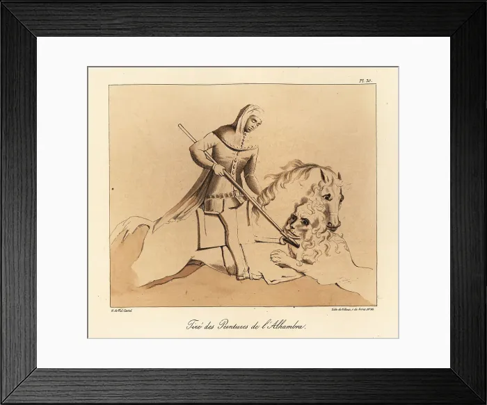 Framed Print : Lion hunt from the Alhambra Palace, Granada, Spain, 13th century Framed Print : Lion hunt from the Alhambra Palace, Granada, Spain, 13th century