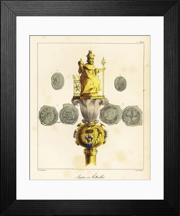 Framed Print : Sceptre and coins of Emperor Charlemagne, 748-814 Framed Print : Sceptre and coins of Emperor Charlemagne, 748-814