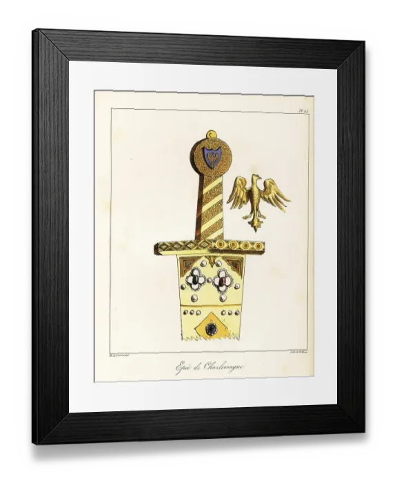 Framed Print : Sword hilt and gem-encrusted scabbard of Charlemagne's sword Framed Print : Sword hilt and gem-encrusted scabbard of Charlemagne's sword