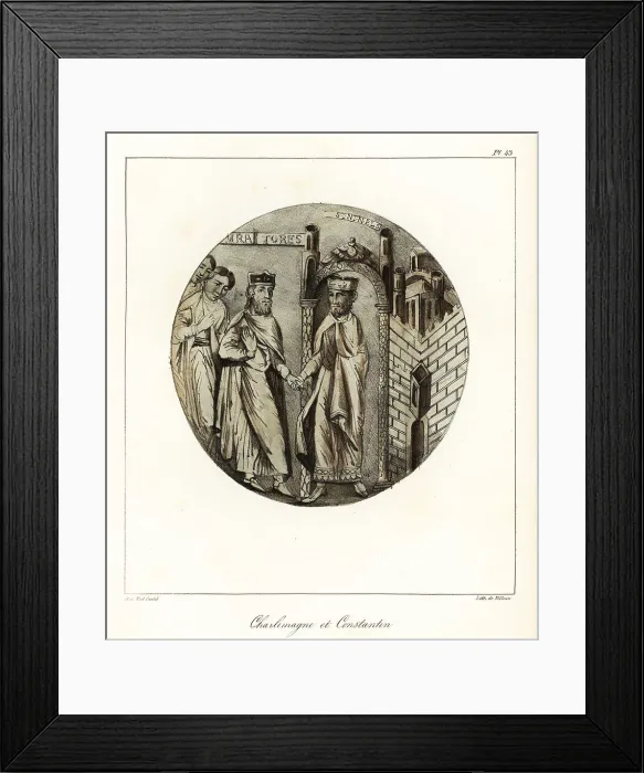Framed Print : Charlemagne, King of the Franks, with Constantine, Byzantine Emp Framed Print : Charlemagne, King of the Franks, with Constantine, Byzantine Emp