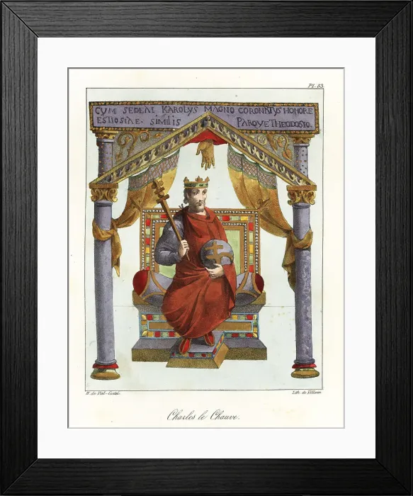 Framed Print : Charles ΙΙ, or Charles the Bald, on the throne Framed Print : Charles ΙΙ, or Charles the Bald, on the throne