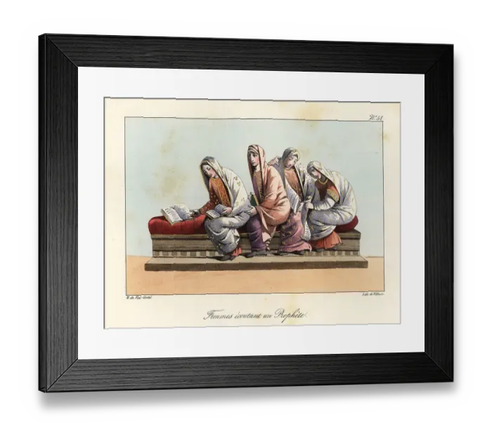 Framed Print : Frankish women listening to a Christian priest, 9th century Framed Print : Frankish women listening to a Christian priest, 9th century