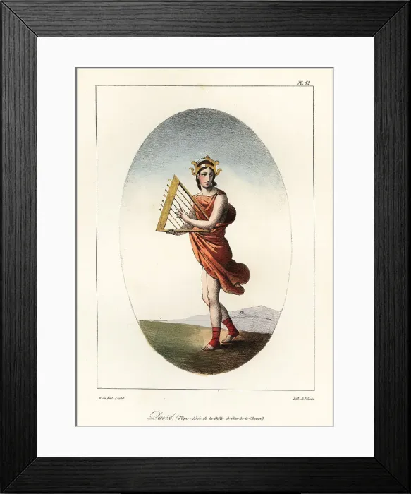 Framed Print : King David chanting psalms on a harp Framed Print : King David chanting psalms on a harp