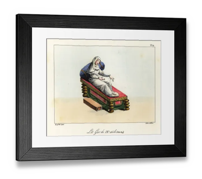 Framed Print : Noble woman lounging on a Byzantine bed of the 9th century Framed Print : Noble woman lounging on a Byzantine bed of the 9th century