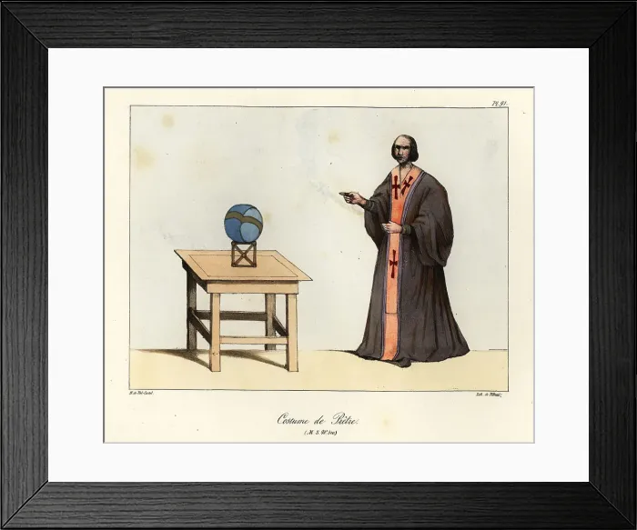 Framed Print : Costume of a Medieval priest, 9th century Framed Print : Costume of a Medieval priest, 9th century