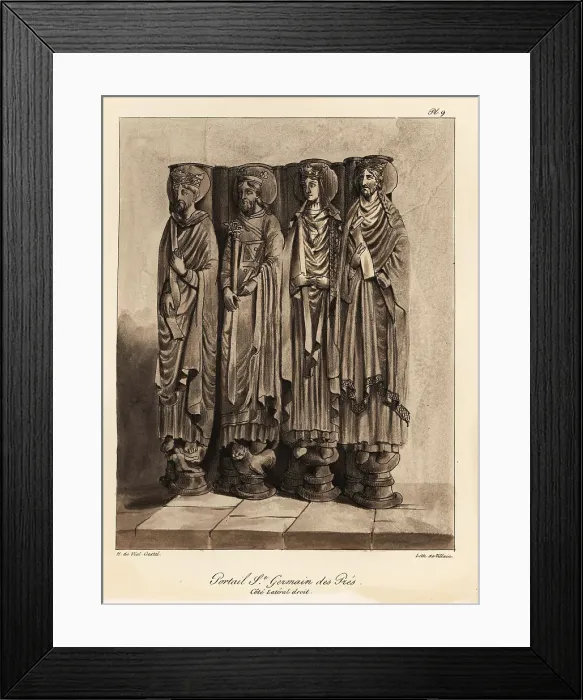 Framed Print : Statues of the Merovingian princes in the Abbey of St. Germain d Framed Print : Statues of the Merovingian princes in the Abbey of St. Germain d