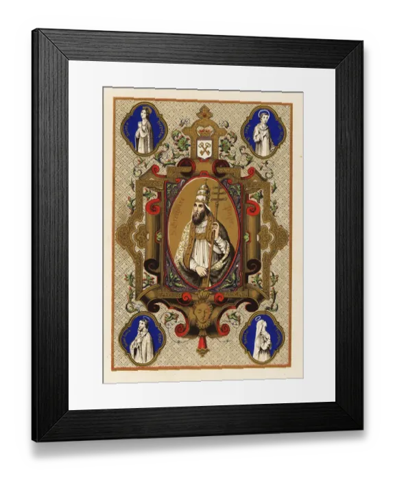 Framed Print : Portrait of Saint Gregory, Pope Gregory I, with triregnum and fe Framed Print : Portrait of Saint Gregory, Pope Gregory I, with triregnum and fe