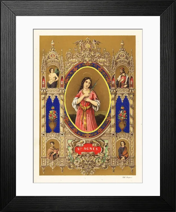 Framed Print : Portrait of Saint Agnes of Rome, virgin martyr, with halo and pa Framed Print : Portrait of Saint Agnes of Rome, virgin martyr, with halo and pa