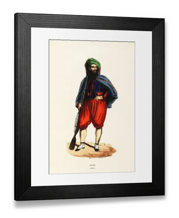 Framed Print : Zouave, or Berber Zwawa soldier, of Algeria with musket Framed Print : Zouave, or Berber Zwawa soldier, of Algeria with musket