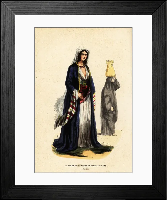 Framed Print : Rich woman and woman of the people, Cairo, Egypt, 19th century Framed Print : Rich woman and woman of the people, Cairo, Egypt, 19th century