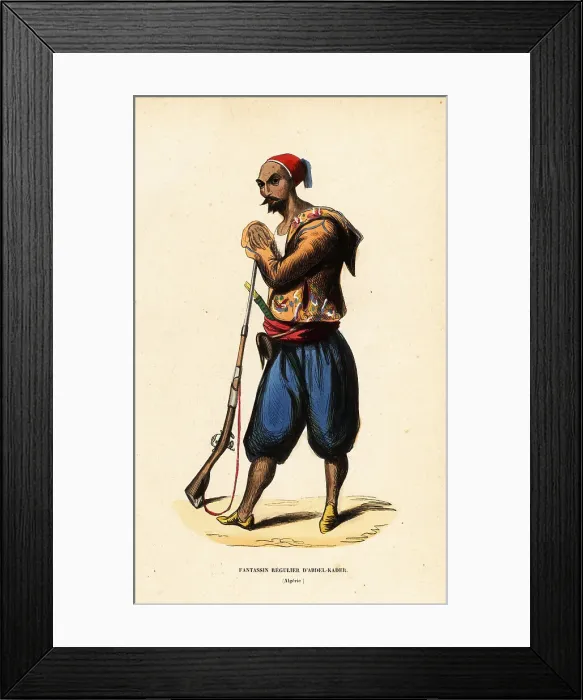 Framed Print : Regular infantryman in the Algerian resistance army of Emir Abde Framed Print : Regular infantryman in the Algerian resistance army of Emir Abde