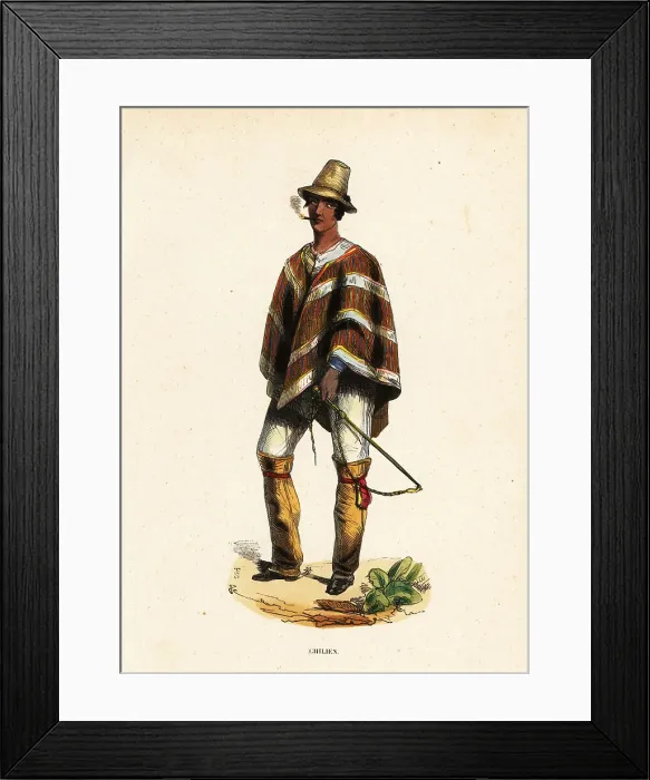 Framed Print : Mapuche man of Chile smoking a cigar Framed Print : Mapuche man of Chile smoking a cigar