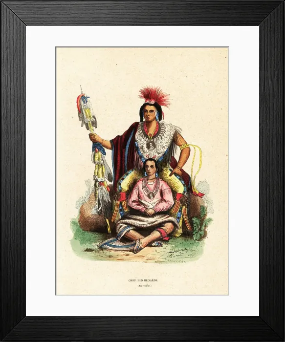 Framed Print : Keokuk, Chief of the Sac and Fox (Meskwaki) people and his son Framed Print : Keokuk, Chief of the Sac and Fox (Meskwaki) people and his son