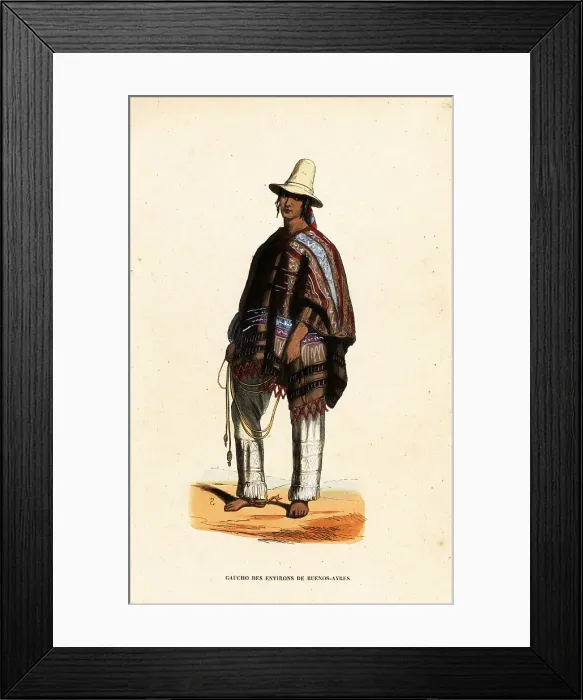 Framed Print : Native American gaucho from the region of Buenos-Ayres, Argentin Framed Print : Native American gaucho from the region of Buenos-Ayres, Argentin