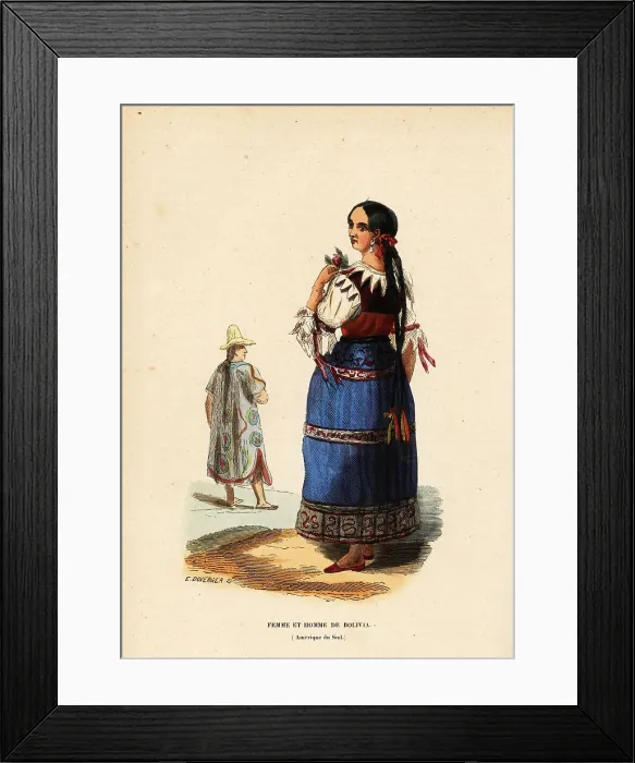 Framed Print : Low-class Quechua woman and man of Chuquisaca, Bolivia, South Am Framed Print : Low-class Quechua woman and man of Chuquisaca, Bolivia, South Am