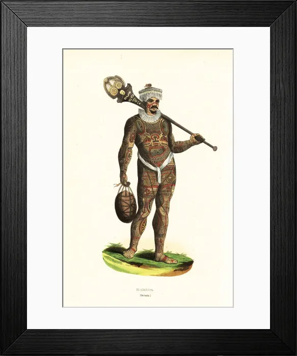 Framed Print : Tattooed warrior of Nuku Hiva, Marquesas Islands Framed Print : Tattooed warrior of Nuku Hiva, Marquesas Islands
