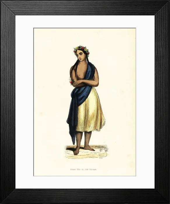 Framed Print : Tahitian girl of Pitcairn Island, 19th century Framed Print : Tahitian girl of Pitcairn Island, 19th century