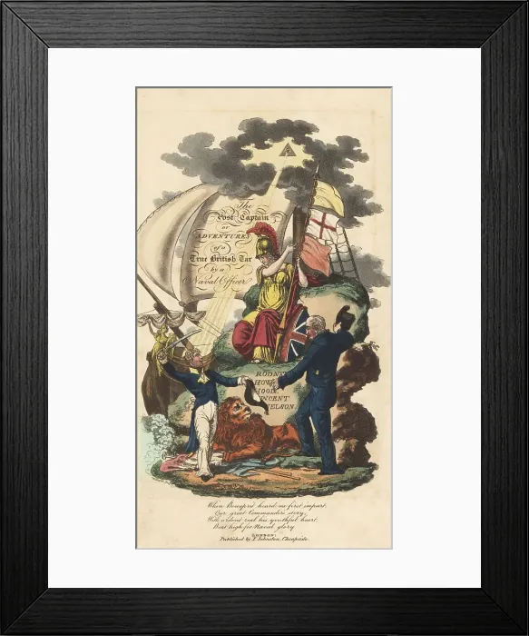 Framed Print : Royal Navy captain and midshipman with Britannia Framed Print : Royal Navy captain and midshipman with Britannia