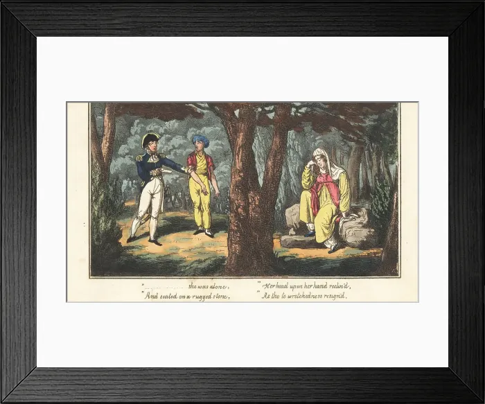 Framed Print : English naval officer finds a weeping odalisk, Regency era Framed Print : English naval officer finds a weeping odalisk, Regency era