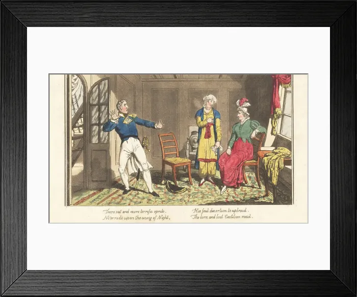 Framed Print : English Regency naval officer surprised in his cabin Framed Print : English Regency naval officer surprised in his cabin