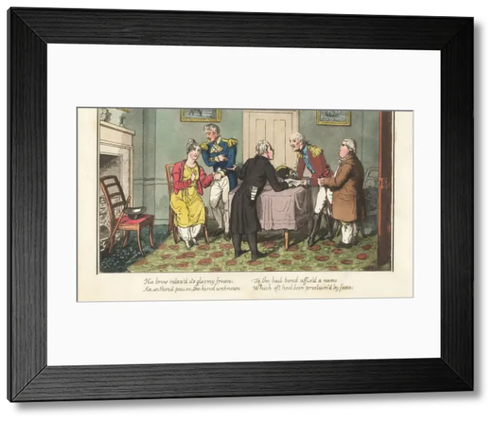 Framed Print : English Regency naval officer settling his gambling debts Framed Print : English Regency naval officer settling his gambling debts
