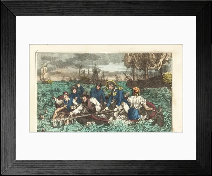 Framed Print : English Regency sailors saving men overboard