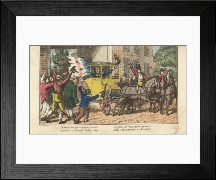 Framed Print : English Regency naval captain is mobbed at an inn Framed Print : English Regency naval captain is mobbed at an inn