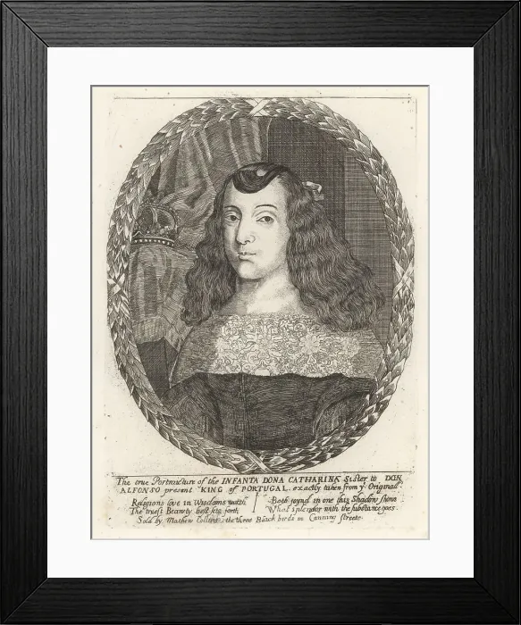 Framed Print : Oval portrait of Catherine of Braganza, 1638-1705 Framed Print : Oval portrait of Catherine of Braganza, 1638-1705