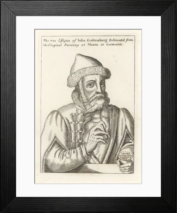 Framed Print : Johannes Gutenberg, German inventor and printer, c. 1400-1468 Framed Print : Johannes Gutenberg, German inventor and printer, c. 1400-1468