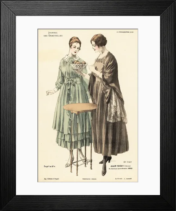 Framed Print : Two fashionable women with a bowl of fruit, WWI Framed Print : Two fashionable women with a bowl of fruit, WWI