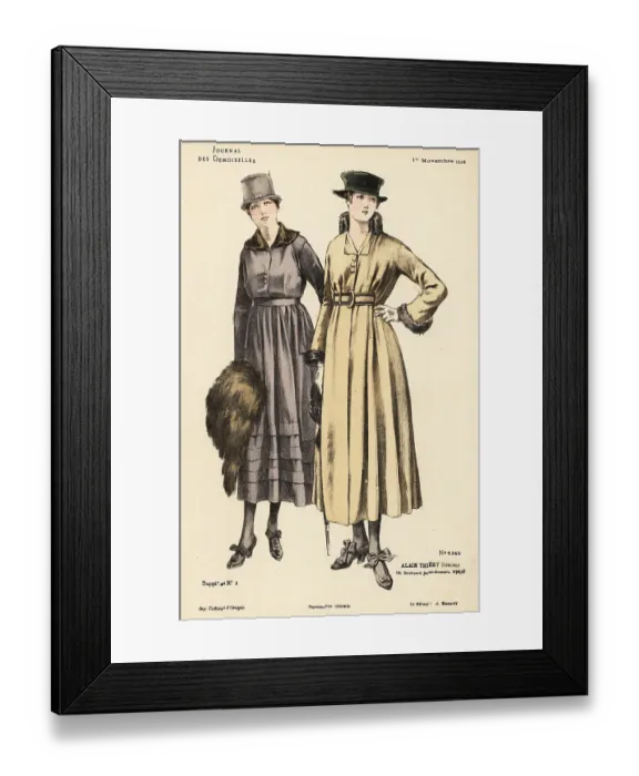 Framed Print : Two fashionable women in calf-length dresses, WWI Framed Print : Two fashionable women in calf-length dresses, WWI