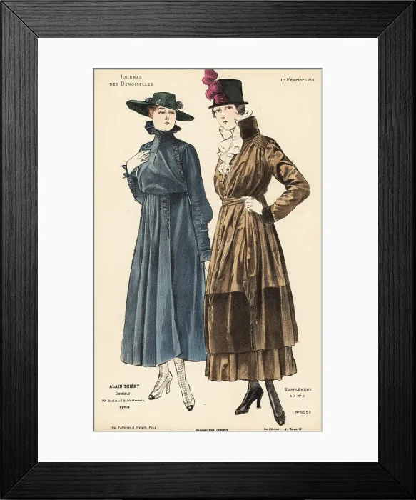 Framed Print : Two fashionable women on a winter stroll, WWI Framed Print : Two fashionable women on a winter stroll, WWI