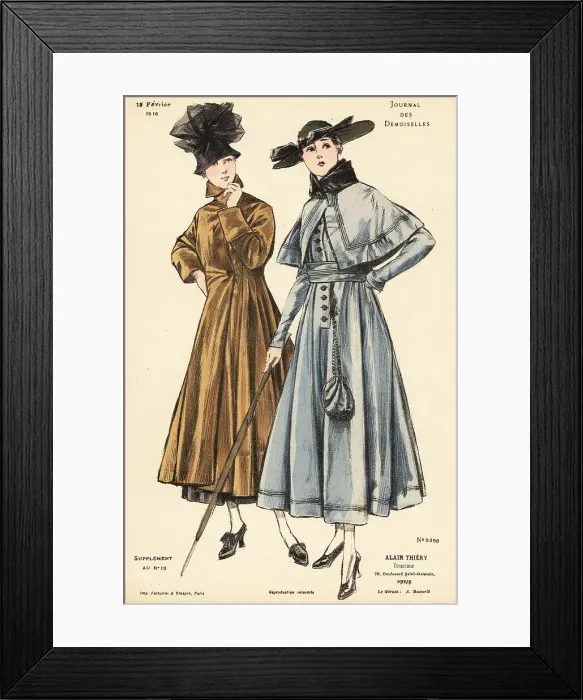 Framed Print : Two fashionable women on a winter stroll, WWI Framed Print : Two fashionable women on a winter stroll, WWI