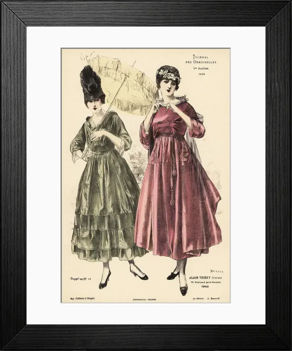 Framed Print : Two fashionable women on a summer stroll, WWI Framed Print : Two fashionable women on a summer stroll, WWI