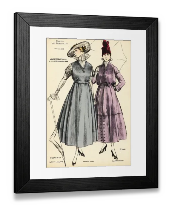 Framed Print : Two fashionable women on a spring stroll, WWI Framed Print : Two fashionable women on a spring stroll, WWI