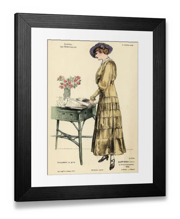 Framed Print : Fashionable woman in ankle-length dress reading a magazine, WWI Framed Print : Fashionable woman in ankle-length dress reading a magazine, WWI
